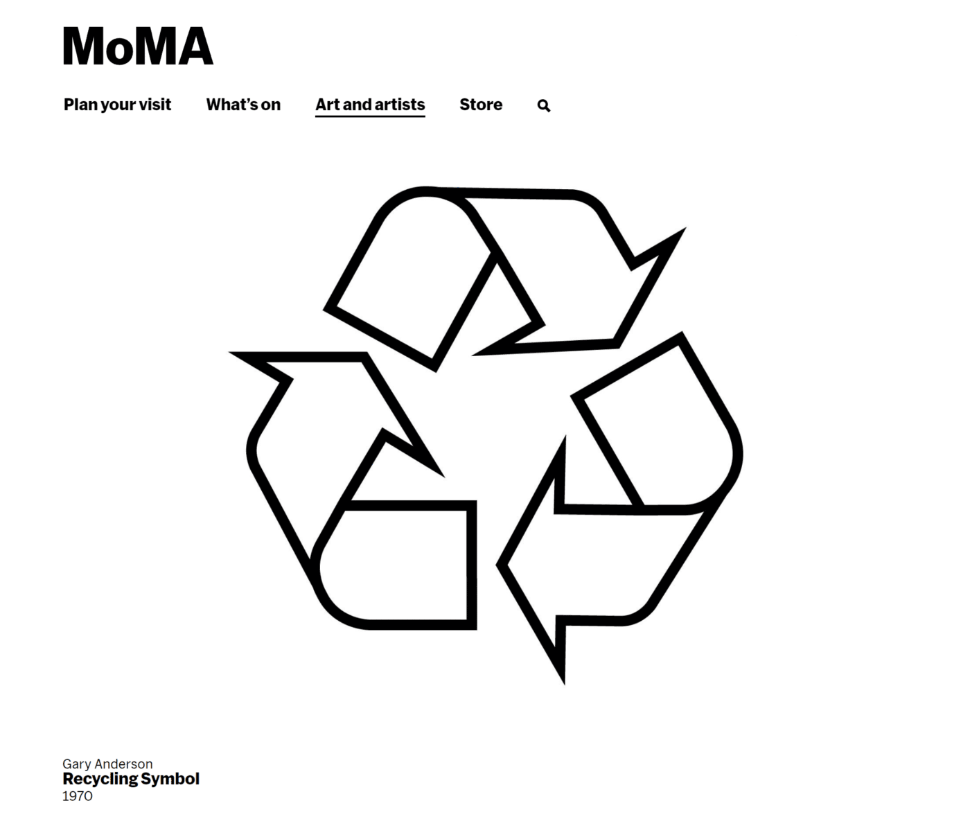 Gary Anderson. Recycling Symbol. 1970 | MoMA https://www.moma.org/collection/works/189157