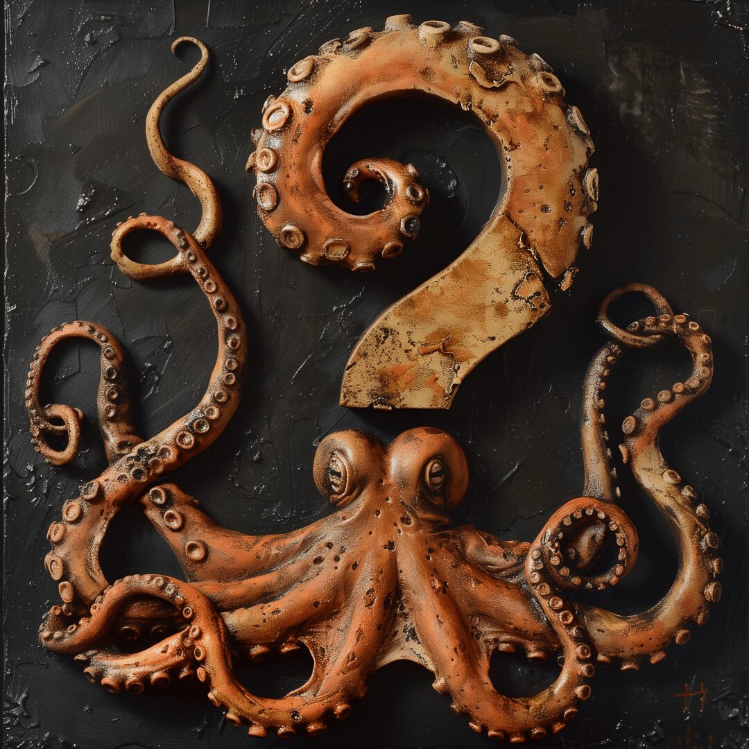 via midjourney: um polvo intrigado em forma de ponto de interrogação https://www.midjourney.com/jobs/011de87f-10b8-4ec7-872d-3431f5dcb50a