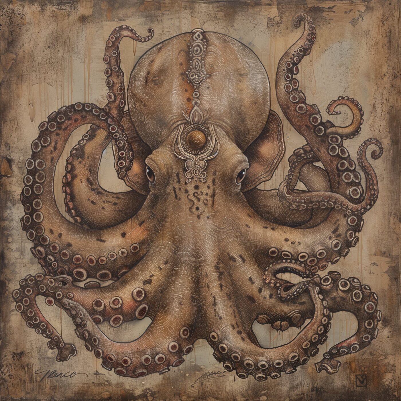via midjourney v6: a guru octopus