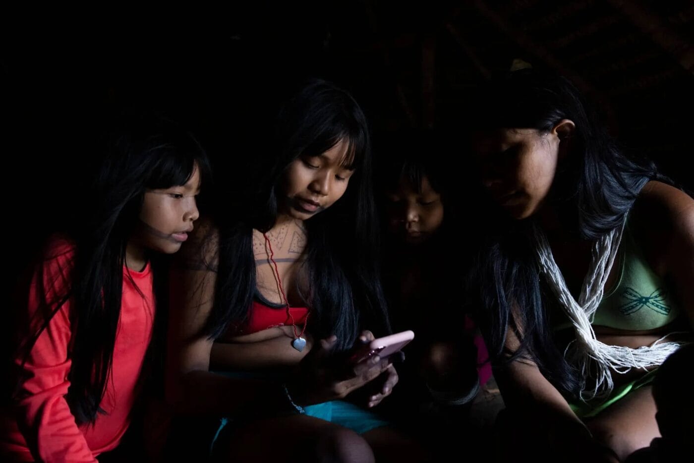 Many Marubo people have signed up for Facebook and Instagram accounts since Starlink arrived in their village. photo by Victor Moriyama https://www.nytimes.com/2024/06/02/world/americas/starlink-internet-elon-musk-brazil-amazon.html