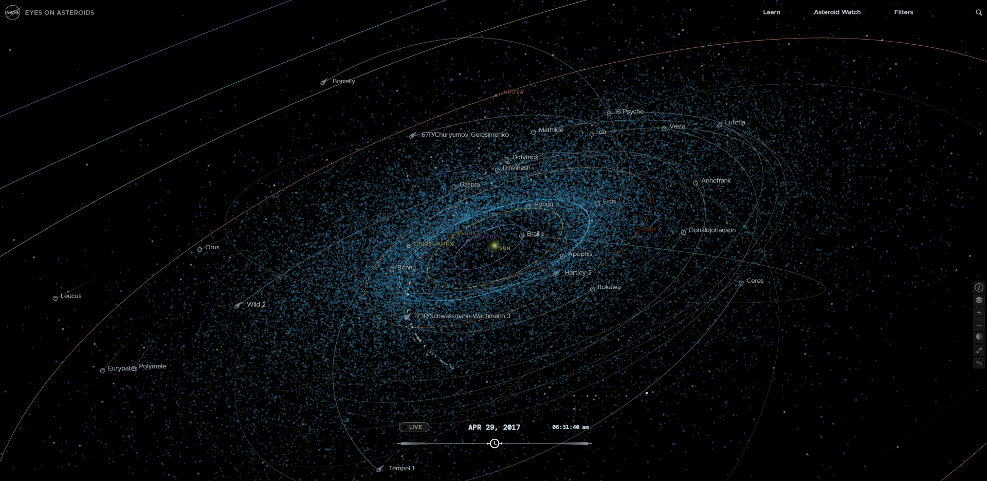 Eyes on Asteroids - NASA/JPL https://eyes.nasa.gov/apps/asteroids/#/home