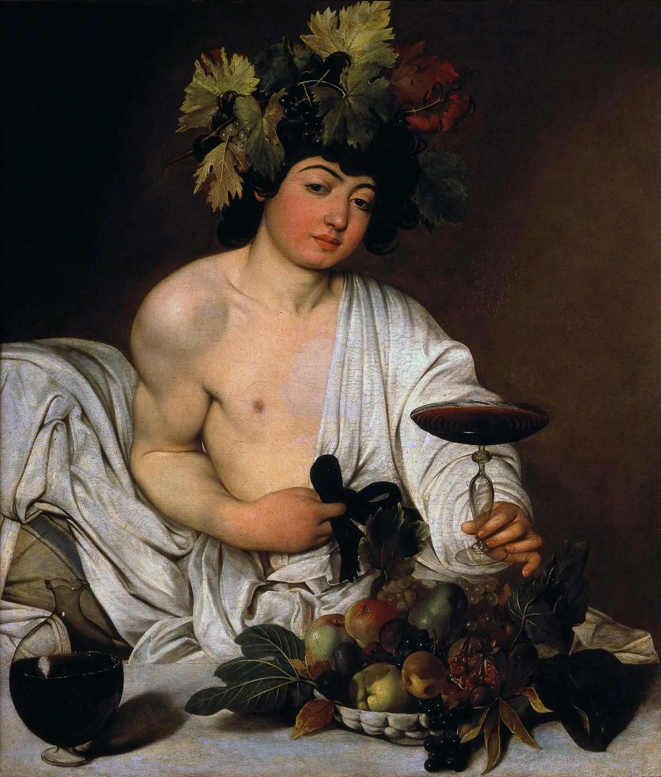 Caravaggio: Bacchus Bacchus, oil on canvas by Caravaggio, 1596–97; in the Uffizi Gallery, Florence, Italy. https://www.britannica.com/topic/Dionysus